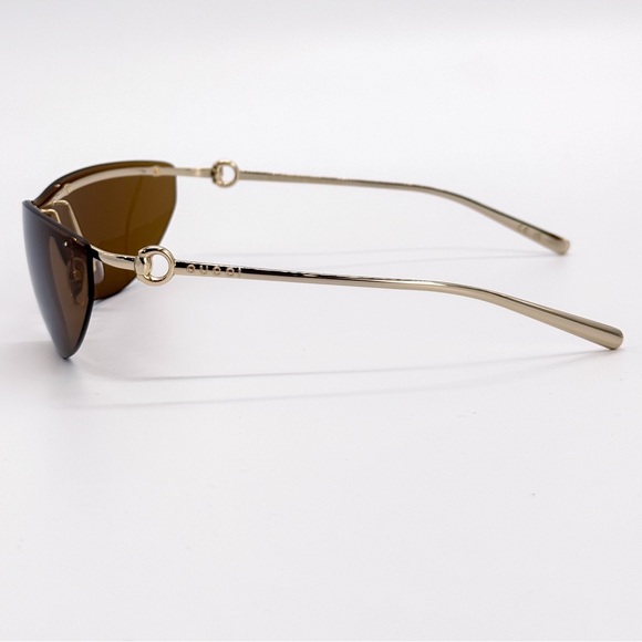 NEW GUCCI GG1700S 004 SUNGLASSES SHIELD GOLD BROWN WOMEN GUCCI EYEWEAR - Picture 6 of 10